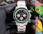 Copy Rolex Daytona Black Dial Green Diamond Bezel Watch 43MM